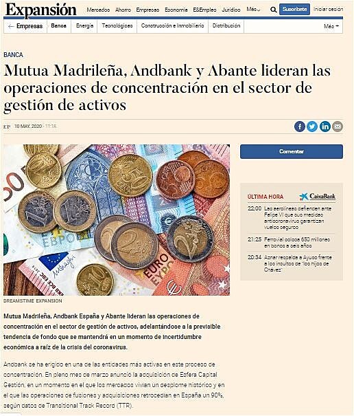 Mutua Madrilea, Andbank y Abante lideran las operaciones de concentracin en el sector de gestin de activos